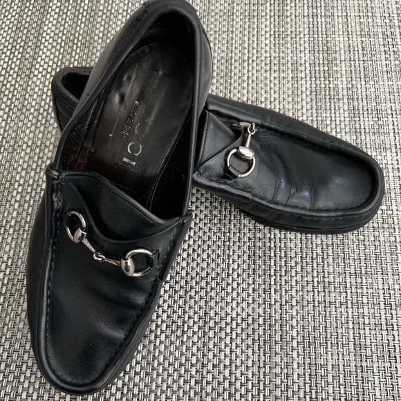 Men’s “Gucci” Black Leather slip-On Loafers main image 5